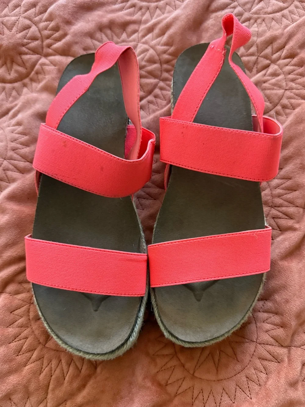 Madden Girl Women’s Neon Coral Elastic Strap Sandals